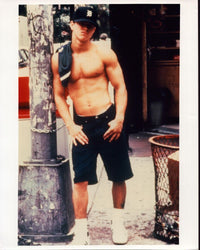 Mark Wahlberg shirtless leaning on post photo print