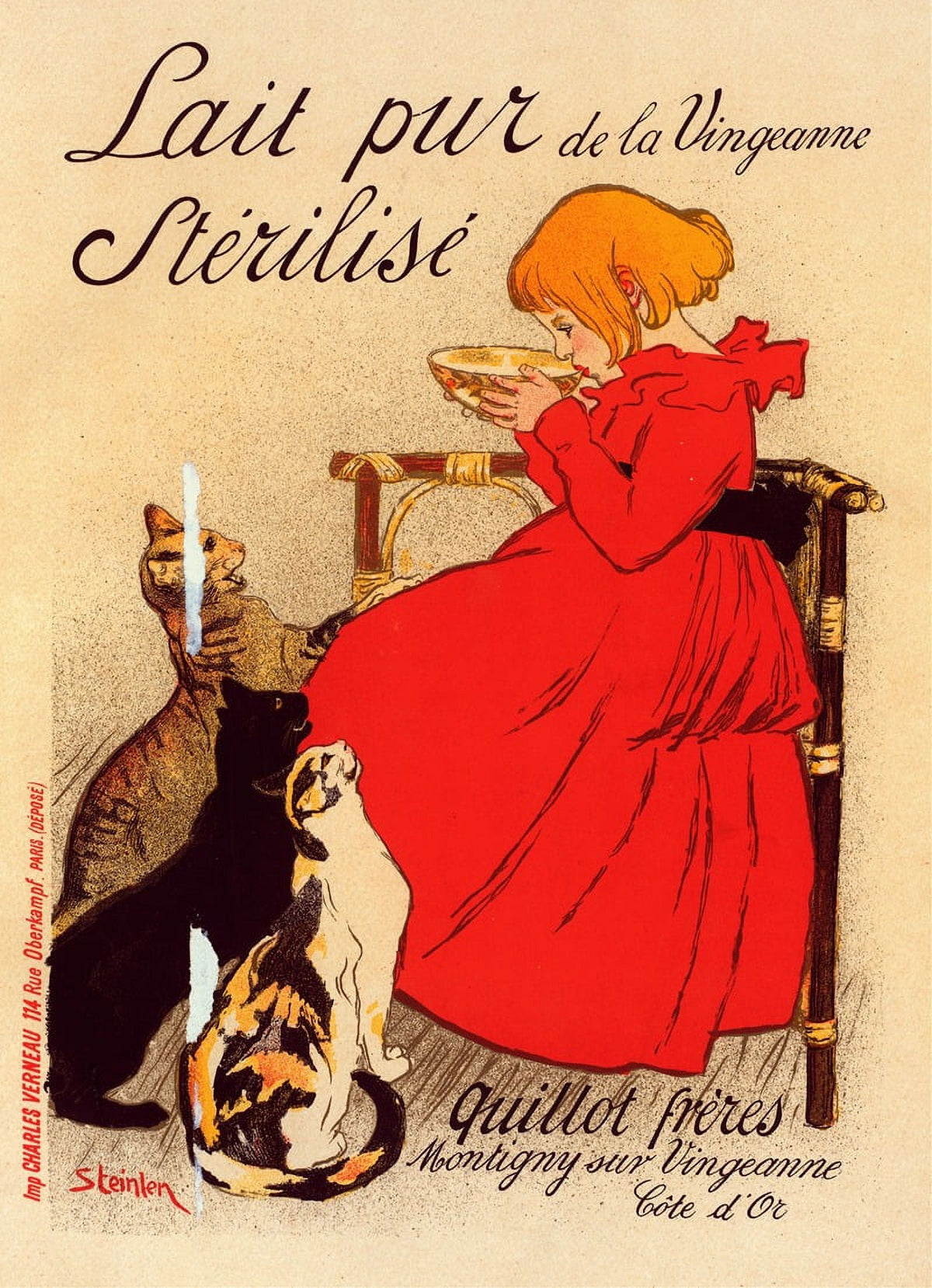 Vintage Lait Pur Stérilisé De La Vingeanne poster print from 1897.
