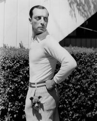 Buster Keaton with a puppy photo print