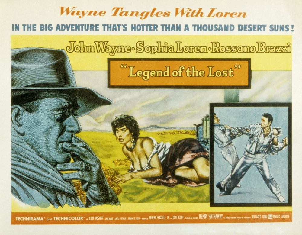 Legend of the Lost movie poster print featuring John Wayne and Sophia Loren