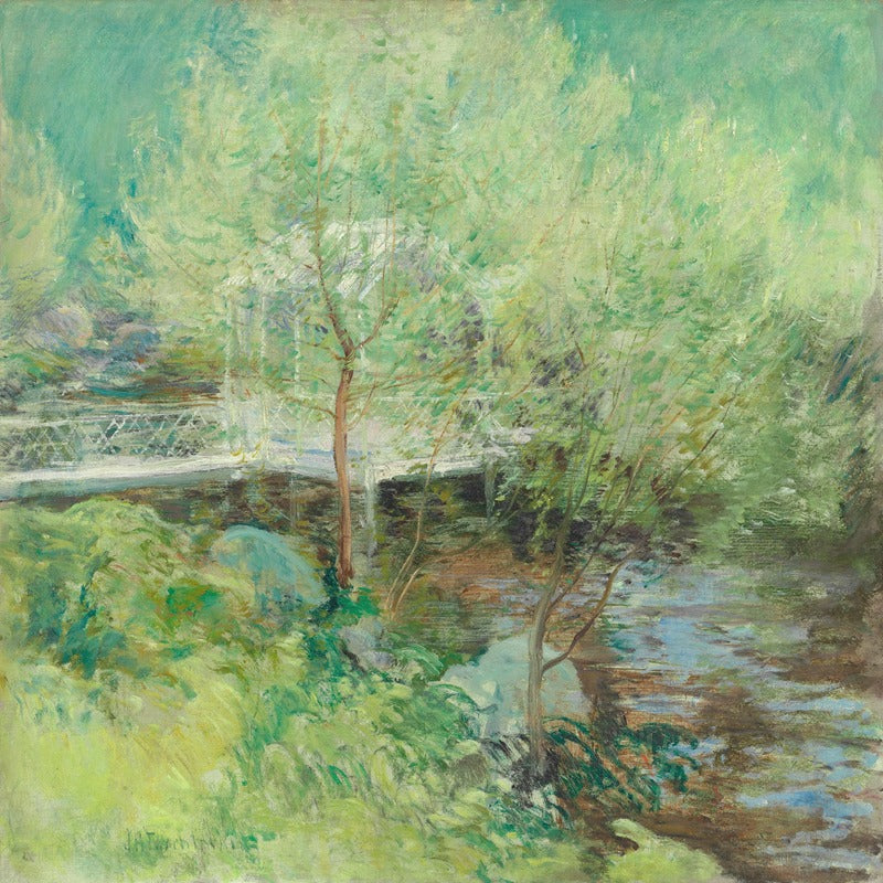 The White Bridge Art Print by John Henry Twachtman showcasing a serene landscape.