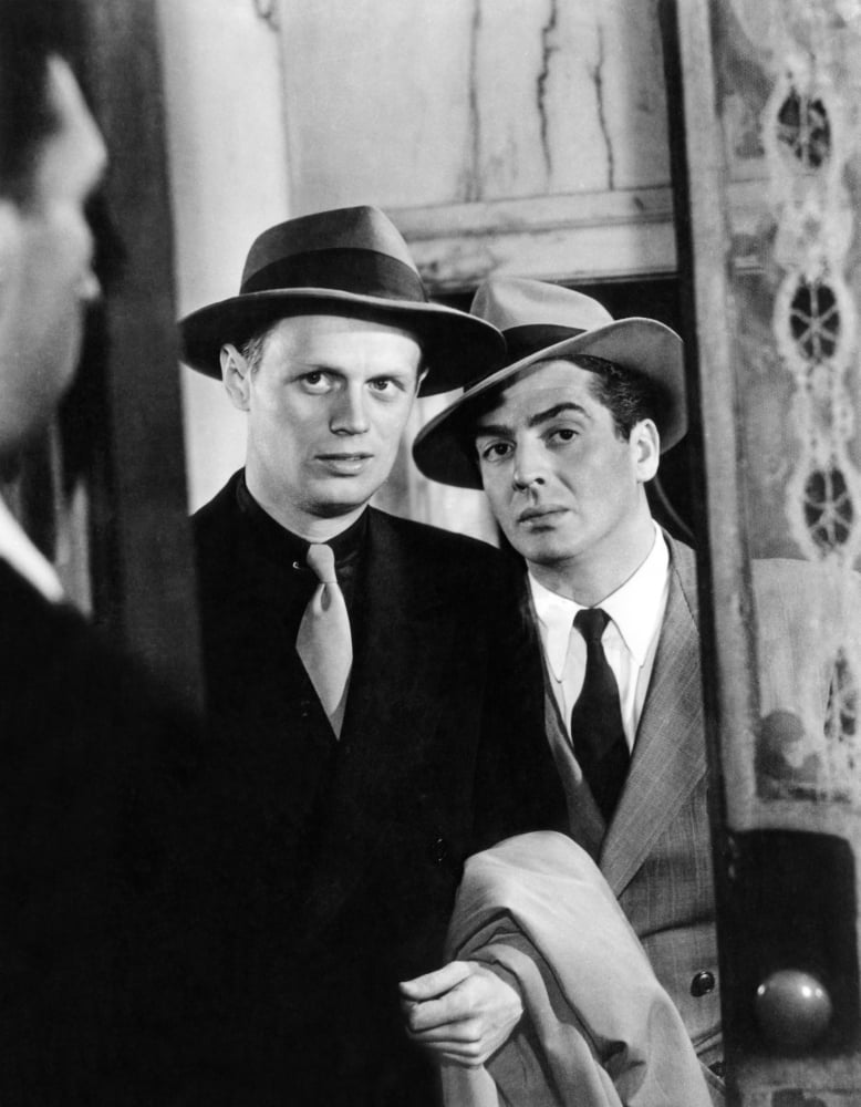 Kiss of Death movie photo print featuring Richard Widmark and Victor Mature from the 1947 film.