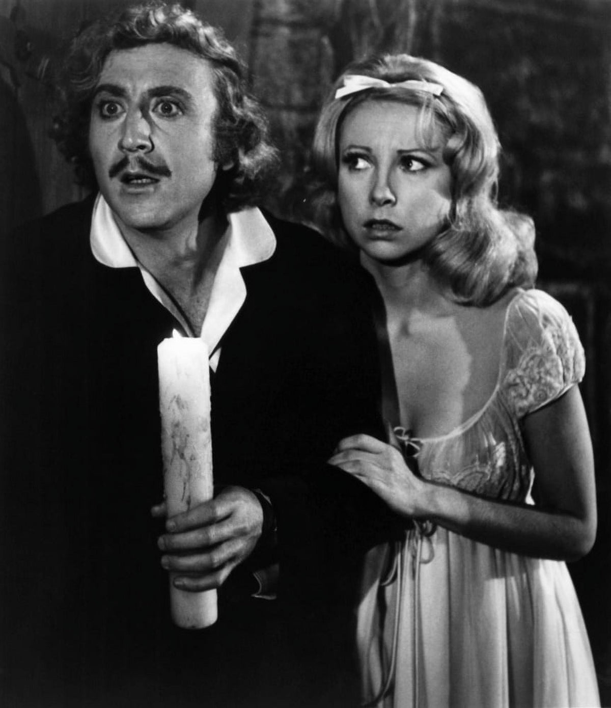 Young Frankenstein photo print featuring Gene Wilder and Teri Garr from the 1974 film.