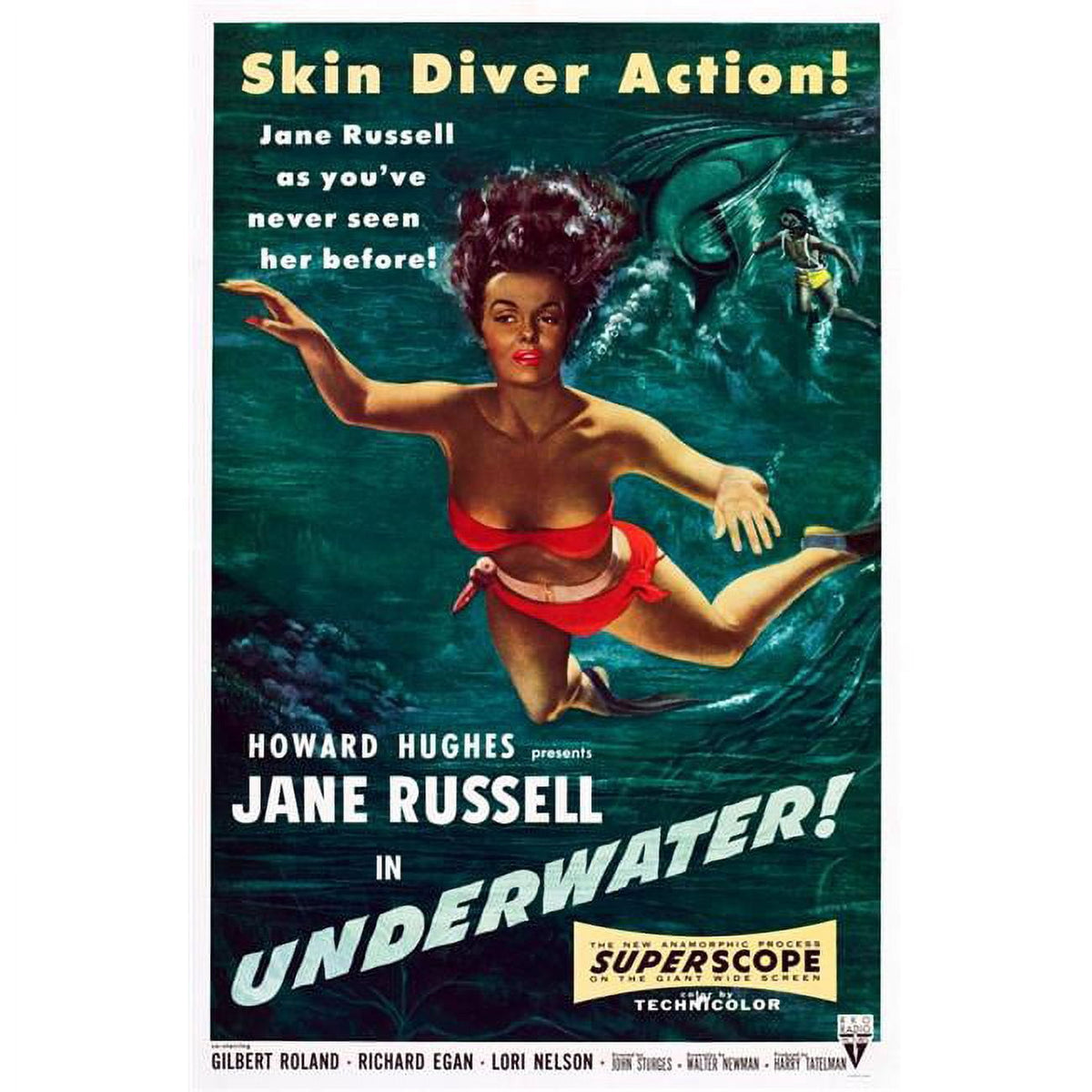 Underwater U.S. Movie Masterprint Poster featuring Jane Russell from 1955