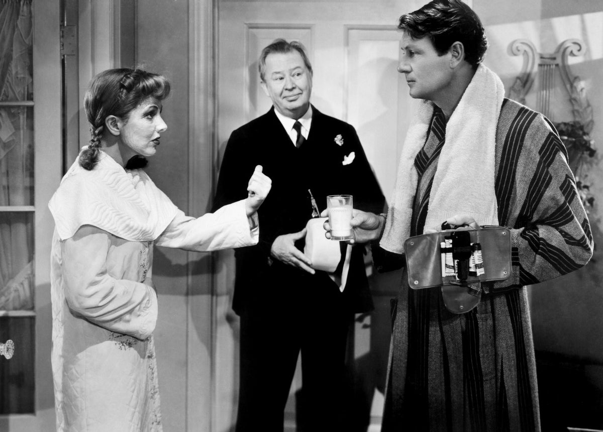 The More The Merrier 1943 movie photo poster print featuring Jean Arthur, Charles Coburn, and Joel McCrea.