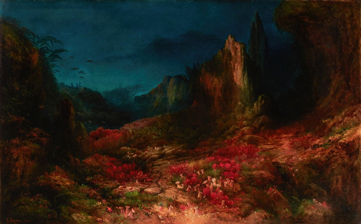The Valley in the Sea fine art poster print by Edward Moran, showcasing serene ocean waves and landscape.