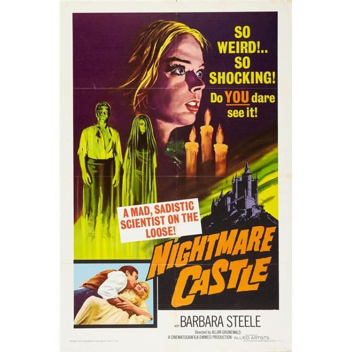 Nightmare Castle Movie Poster Print 27x40 inches