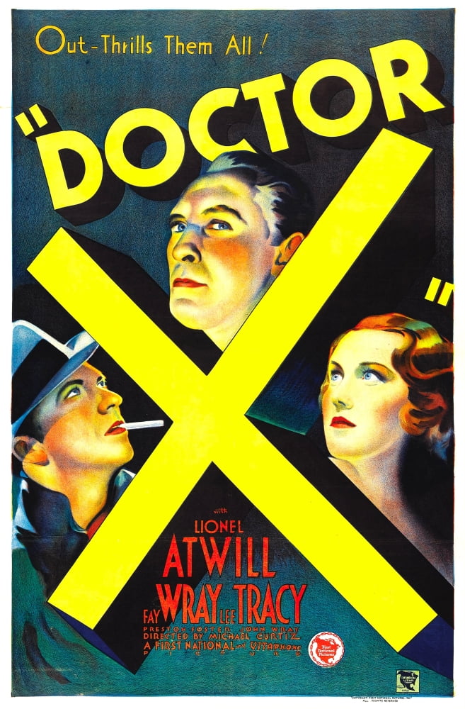 Doctor X movie masterprint poster featuring Lee Tracy, Lionel Atwill, and Fay Wray.