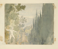 Classical Nude Male Statue in Landscape Poster Print by Stewart Watson, art print