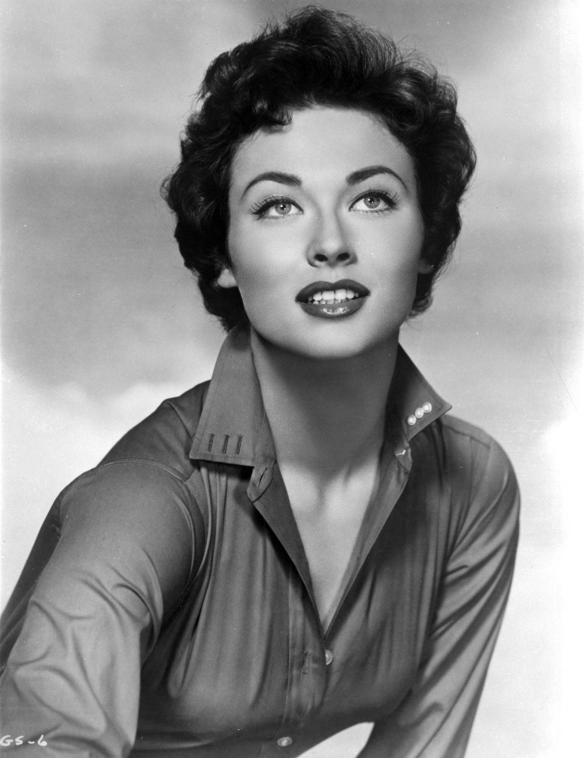Gia Scala Curly Hair Front View Photo Print with Red Lips
