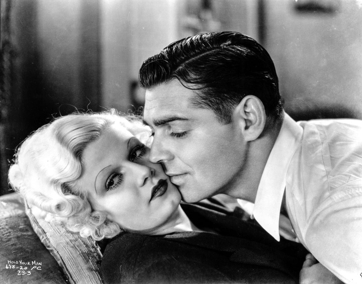 Jean Harlow close-up portrait photo print in black velvet shirt