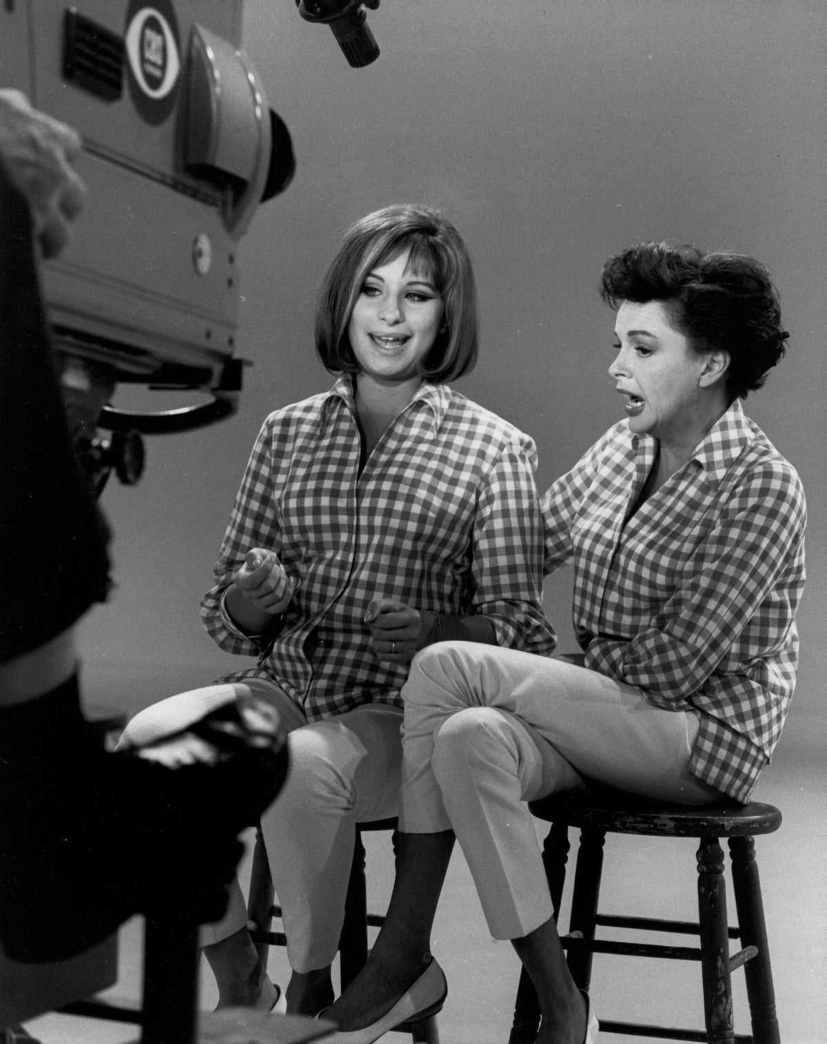 Barbra Streisand and Judy Garland television set photo print.