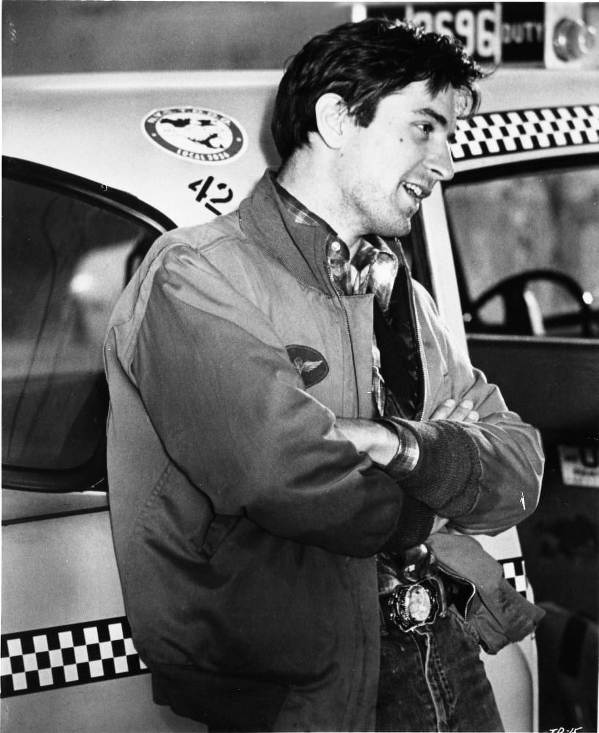 Robert De Niro leaning on a taxi cab photo print