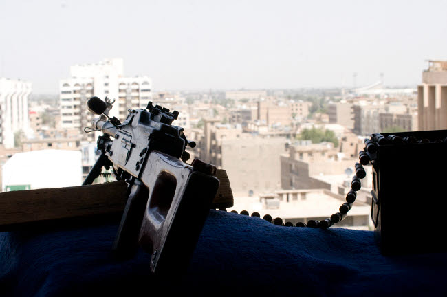 PK 762mm machine gun nest on Baghdad Hotel poster print