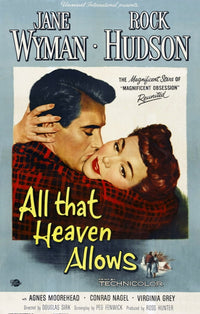 All That Heaven Allows movie poster featuring Rock Hudson and Jane Wyman, 1955 classic film art print