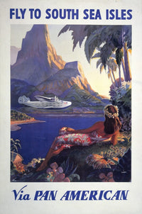 Fly to South Sea Isles vintage poster print by Paul George Lawler