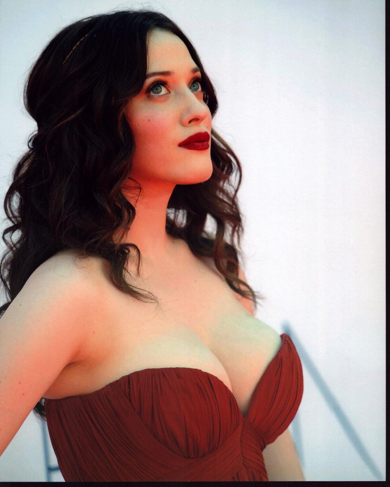 Kat Dennings photo print in strapless red top, 8x10 size.