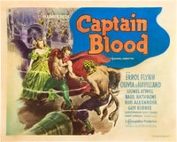 Captain Blood movie poster featuring Errol Flynn and Olivia De Havilland, 1935.