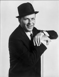 Frank Sinatra smiling portrait photo print in suit and hat.