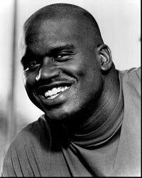 Shaquille O'Neal smiling black and white photo print