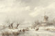 Couples and Families Ice Skating Watercolor Print by Lodewijk Johannes Kleijn