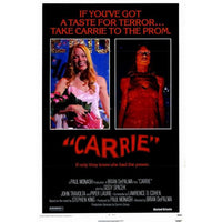 Carrie movie poster print showcasing iconic horror imagery.