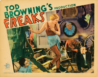 Freaks movie lobby card print featuring Angelo Rossitto, Olga Baclanova, and Johnny Eck.