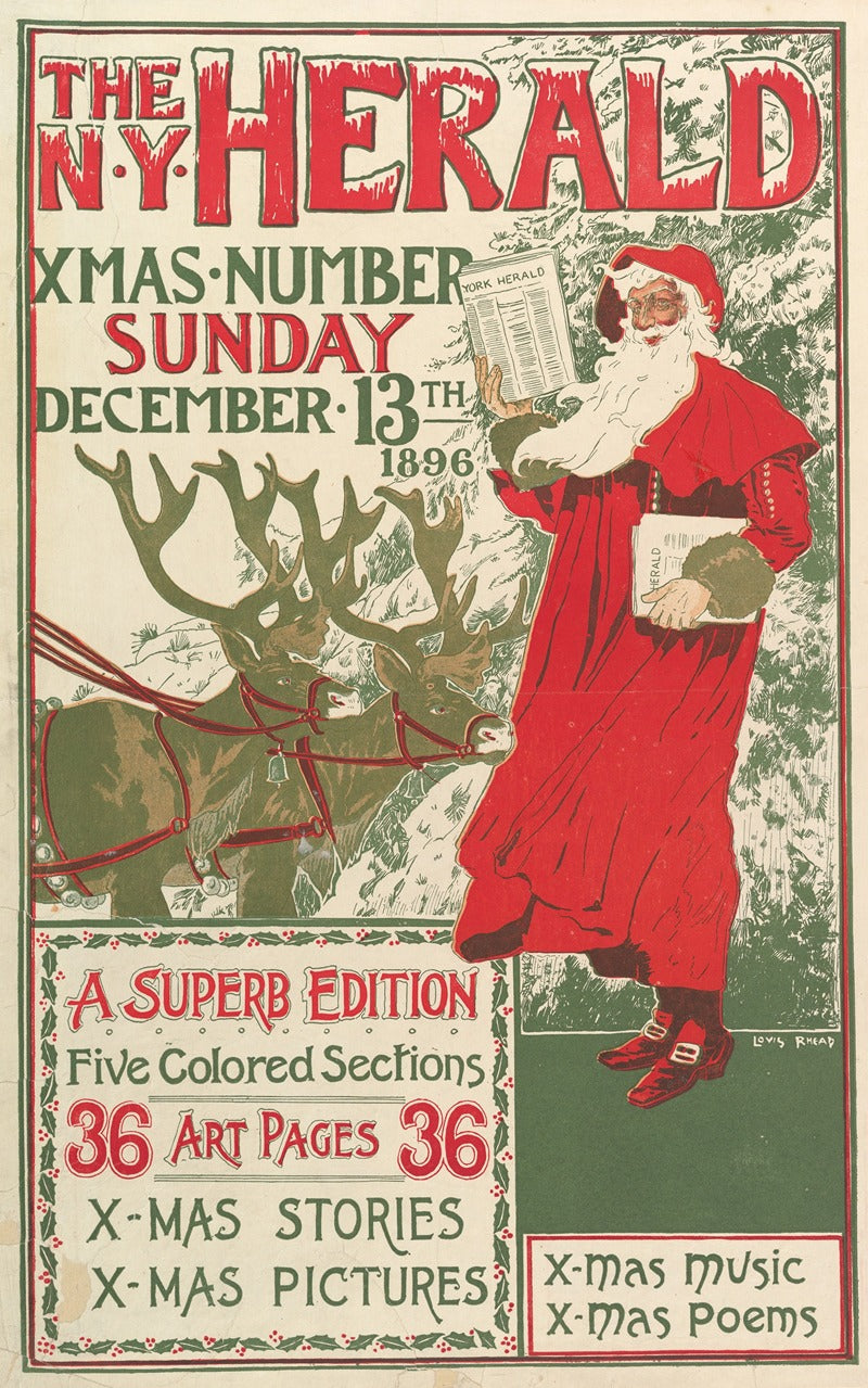 New York Herald Christmas Issue Poster Print by Louis Rhead, 1896 artwork