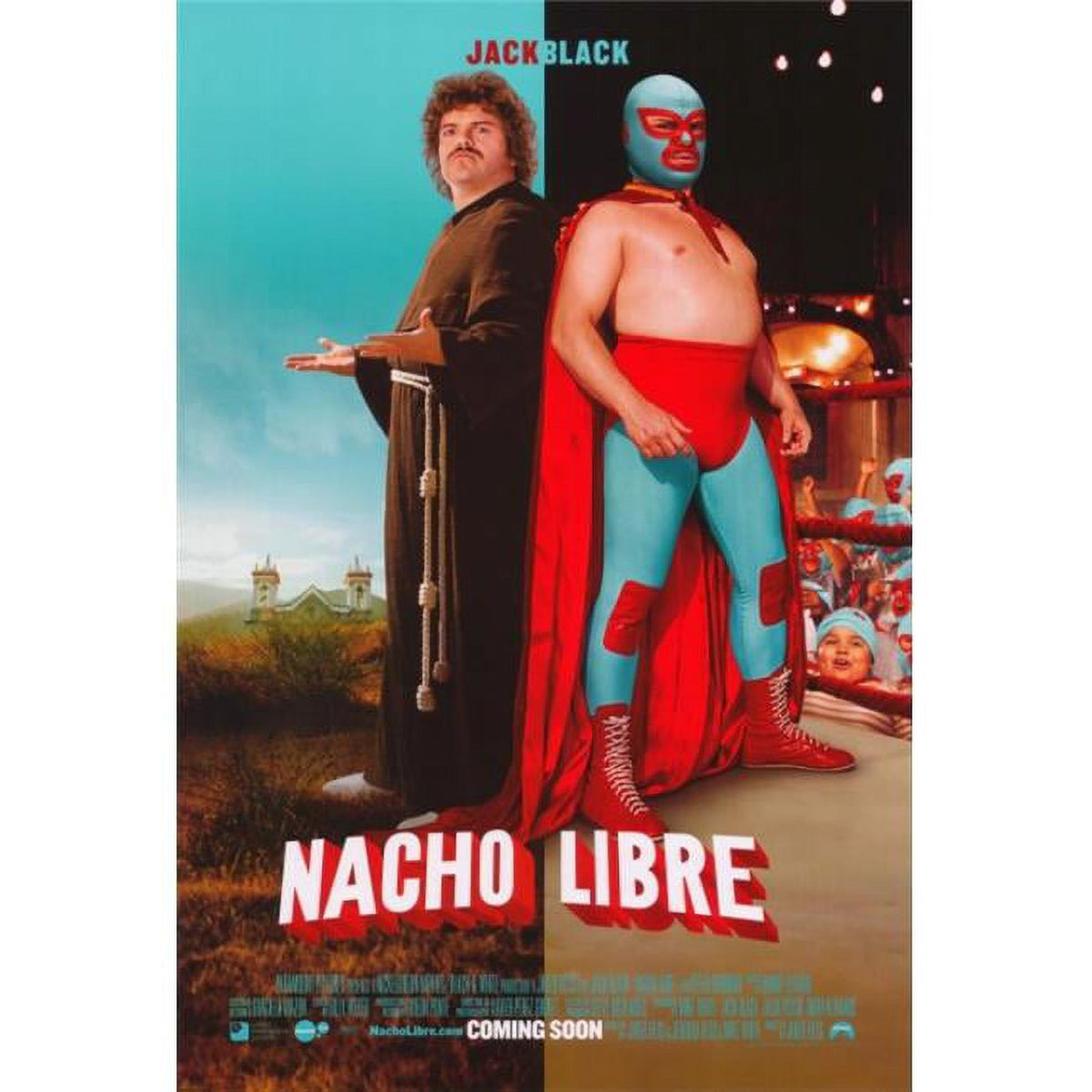 Nacho Libre movie poster print featuring Jack Black as a luchador.