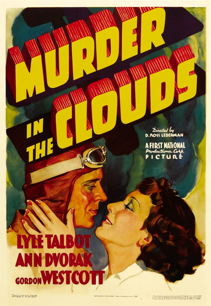 Murder In The Clouds movie poster featuring Lyle Talbot and Ann Dvorak, 1934, Masterprint 11x17.