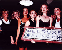 Melrose Place cast members holding Melrose Place sign photo print.