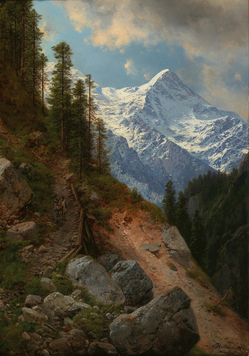 Alpinists Meeting at Aiguille du Goûter Poster Print by Carl Millner