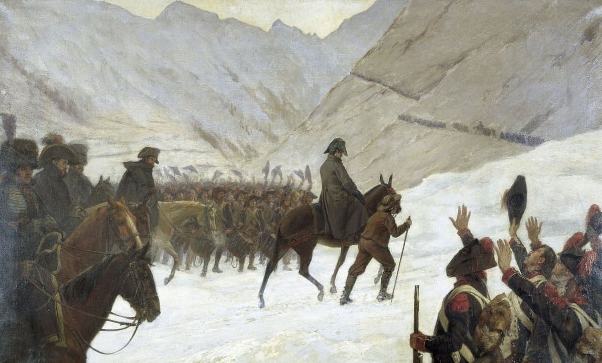 Napoleon Bonaparte Crossing the Alps 19th Century Poster Print