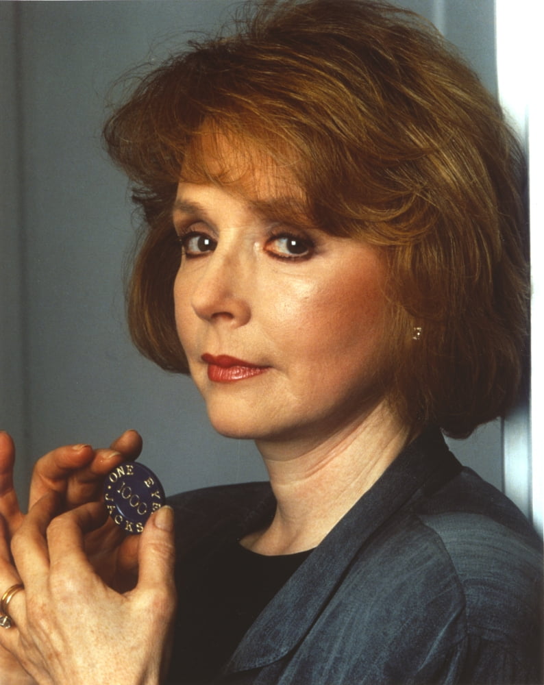 Piper Laurie close-up portrait photo print in black formal coat.