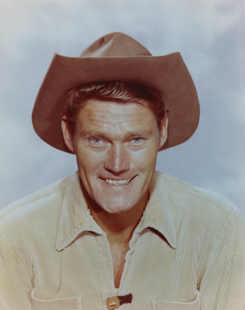Chuck Connors smiling in cowboy outfit portrait photo print.