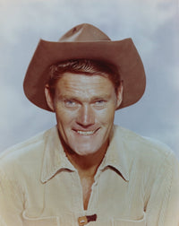 Chuck Connors smiling in cowboy outfit portrait photo print.