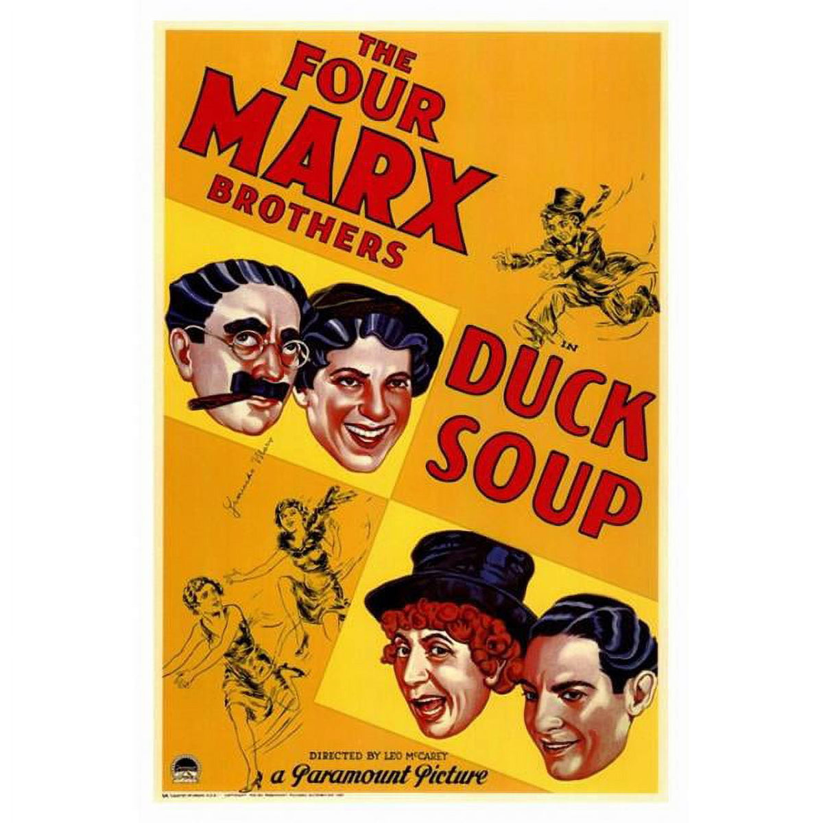 Duck Soup Movie Poster Print featuring the Marx Brothers in a classic comedy scene.