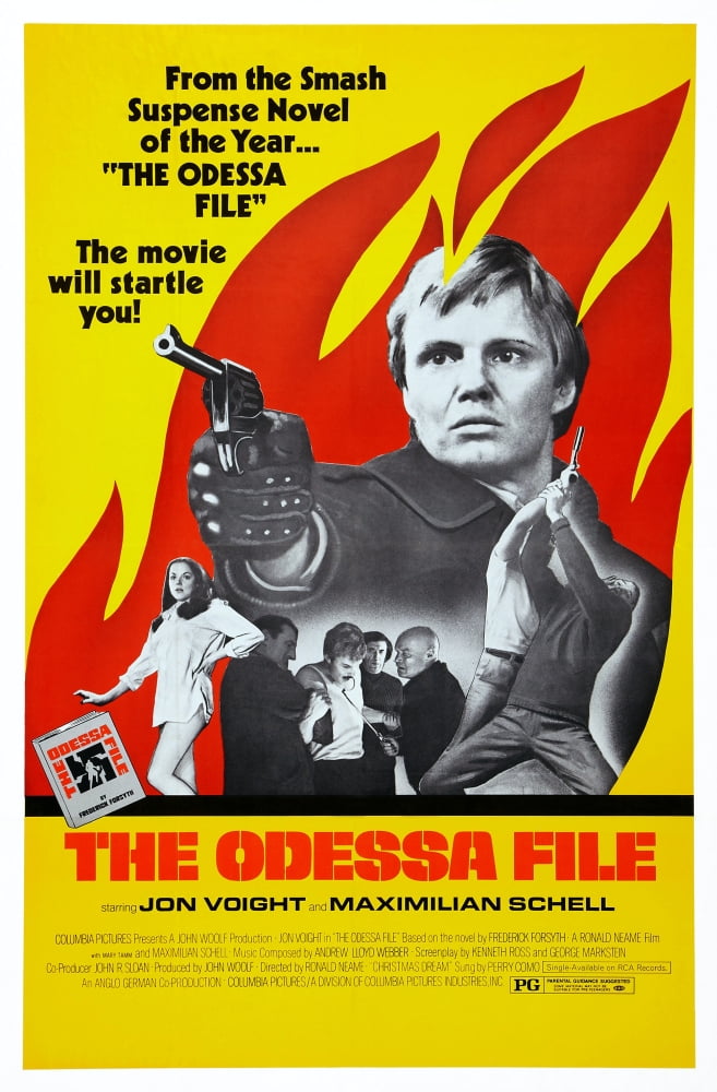 The Odessa File movie poster featuring Jon Voight and Mary Tamm, 1974