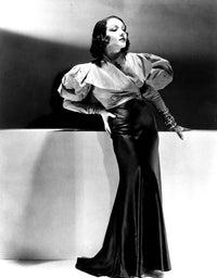 Lupe Velez 1933 photo print wearing blue satin skirt and red taffeta jacket.