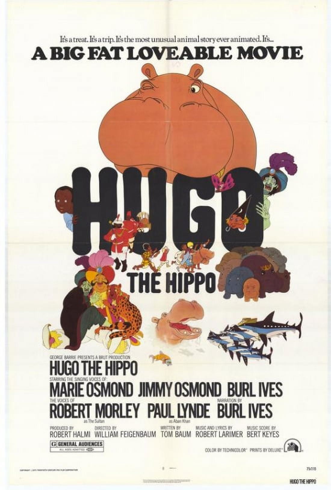 Hugo the Hippo Movie Poster Print 27x40