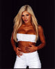 Torrie Wilson photo print in white tube top and pants, stylish and glamorous.
