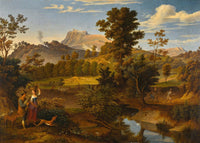 Landscape Near Paliano Poster Print by Joseph Anton Koch showcasing serene Italian countryside.
