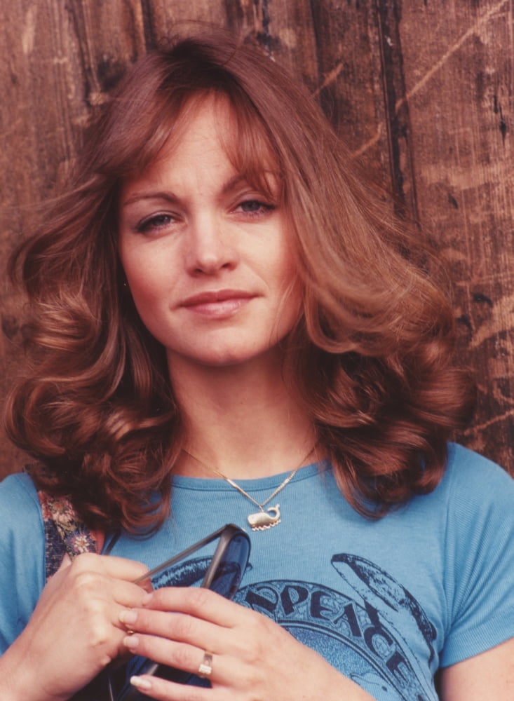 Pamela Sue Martin portrait in blue shirt photo print