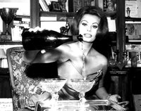 Sophia Loren pouring champagne photo print