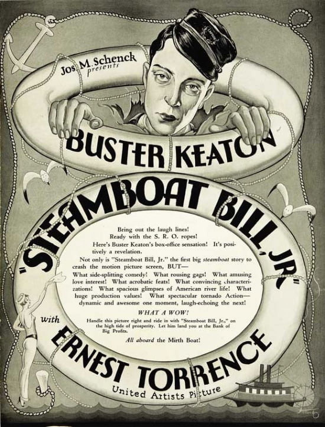 Steamboat Bill Jr. movie poster 11x17 print featuring Buster Keaton.