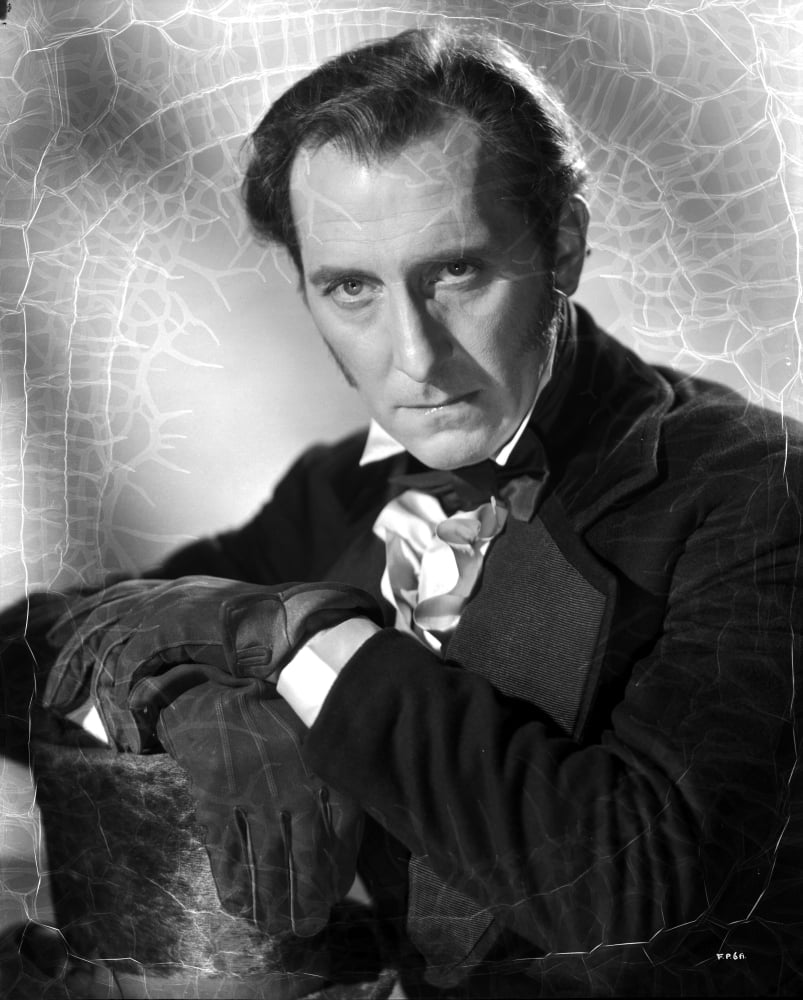Peter Cushing wearing gloves vintage photo print