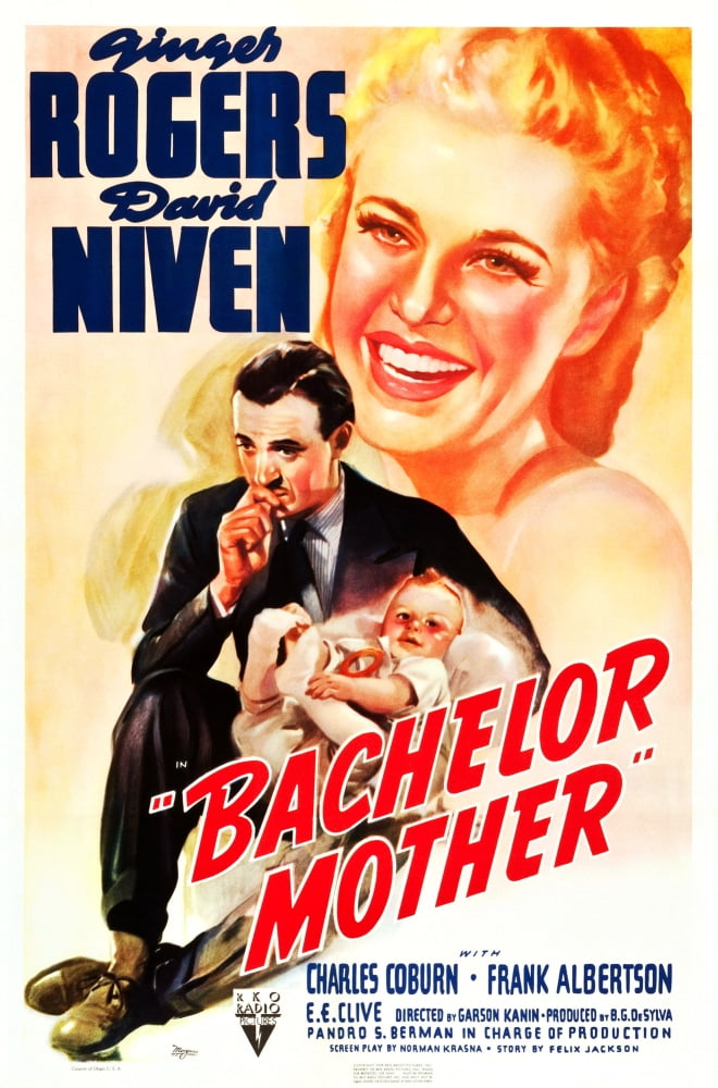 Bachelor Mother movie masterprint poster featuring David Niven and Ginger Rogers.