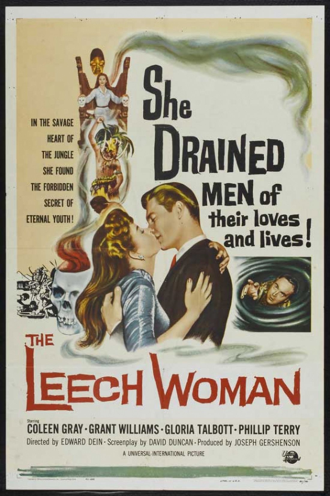 The Leech Woman movie poster in 11x17 size, classic horror film art.
