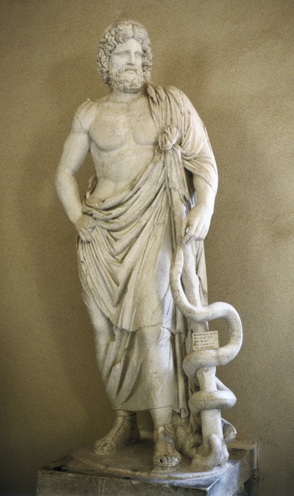 Asclepius Classical Greek Art Sculpture Poster Print from Epidaurus Museum