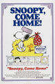 Snoopy Come Home movie poster featuring Snoopy, Woodstock, Charlie Brown, Lucy, Sally, and friends.